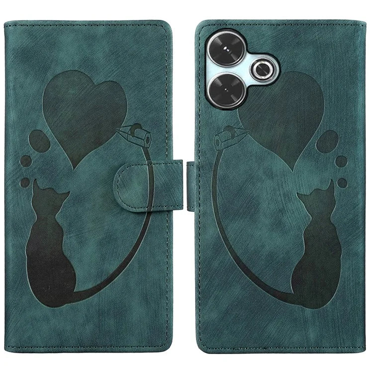 For Xiaomi Redmi 13 4G / 13 5G Case Heart Cat Folding Stand PU Leather Phone Cover