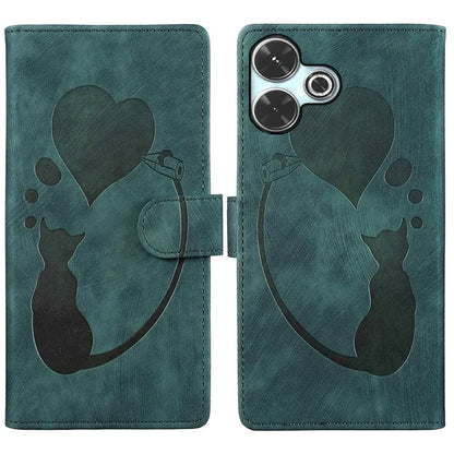 For Xiaomi Redmi 13 4G / 13 5G Case Heart Cat Folding Stand PU Leather Phone Cover
