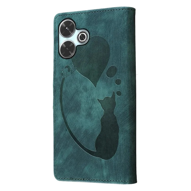 For Xiaomi Redmi 13 4G / 13 5G Case Heart Cat Folding Stand PU Leather Phone Cover