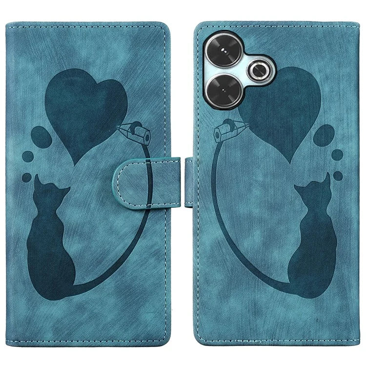 For Xiaomi Redmi 13 4G / 13 5G Case Heart Cat Folding Stand PU Leather Phone Cover