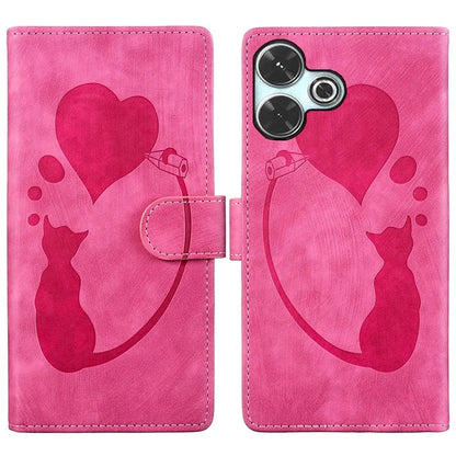For Xiaomi Redmi 13 4G / 13 5G Case Heart Cat Folding Stand PU Leather Phone Cover