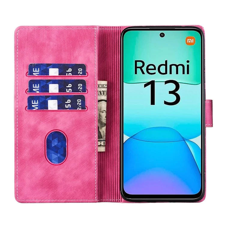 For Xiaomi Redmi 13 4G / 13 5G Case Heart Cat Folding Stand PU Leather Phone Cover
