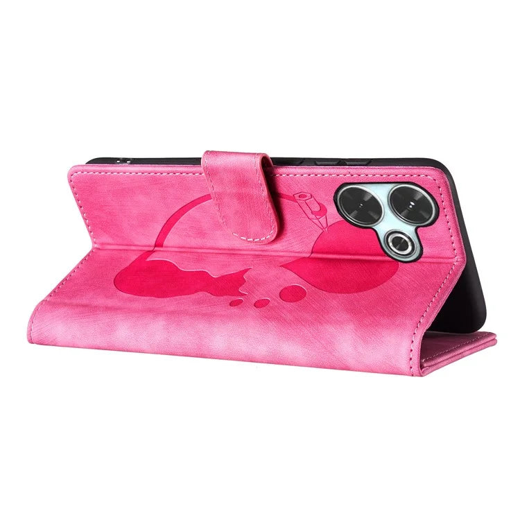 For Xiaomi Redmi 13 4G / 13 5G Case Heart Cat Folding Stand PU Leather Phone Cover