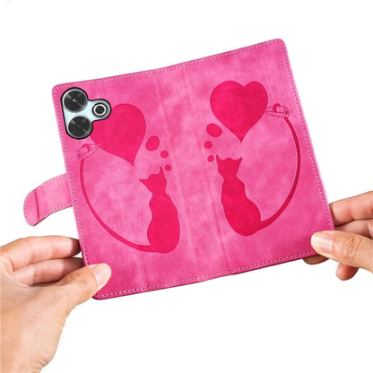 For Xiaomi Redmi 13 4G / 13 5G Case Heart Cat Folding Stand PU Leather Phone Cover