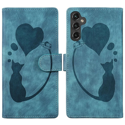 For Samsung Galaxy S24 FE Case Heart Cat Folding Stand PU Leather Phone Cover