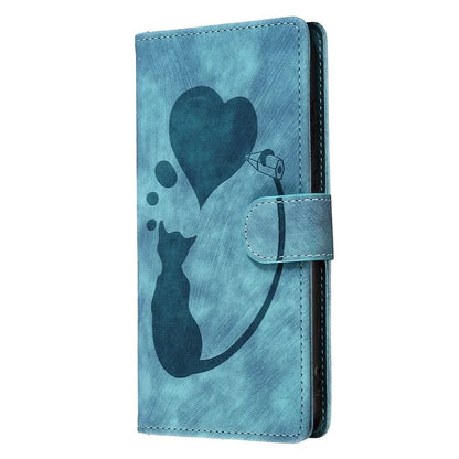 For Samsung Galaxy S24 FE Case Heart Cat Folding Stand PU Leather Phone Cover