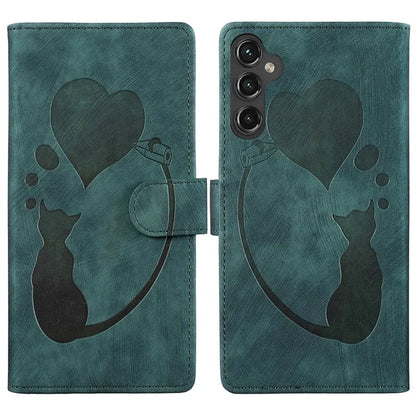 For Samsung Galaxy S24 FE Case Heart Cat Folding Stand PU Leather Phone Cover