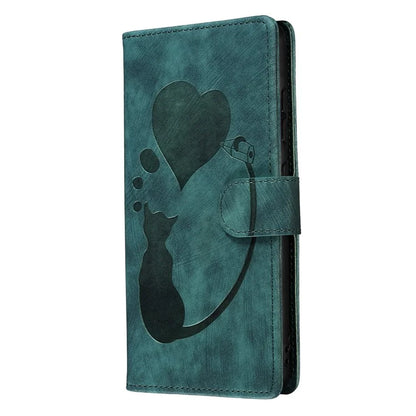 For Samsung Galaxy S24 FE Case Heart Cat Folding Stand PU Leather Phone Cover