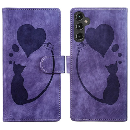 For Samsung Galaxy S24 FE Case Heart Cat Folding Stand PU Leather Phone Cover