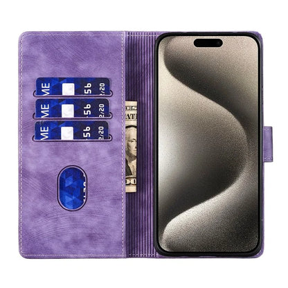 For iPhone 16 Pro Case Heart Cat Folding Stand PU Leather Phone Cover