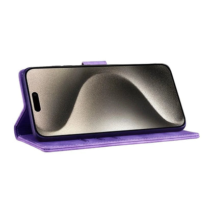 For iPhone 16 Pro Case Heart Cat Folding Stand PU Leather Phone Cover