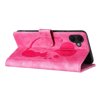 For iPhone 16 Plus Case Heart Cat Folding Stand PU Leather Phone Cover