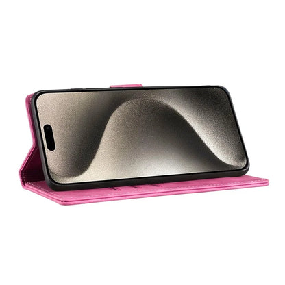 For iPhone 16 Plus Case Heart Cat Folding Stand PU Leather Phone Cover