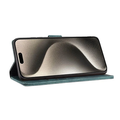 For iPhone 16 Plus Case Heart Cat Folding Stand PU Leather Phone Cover