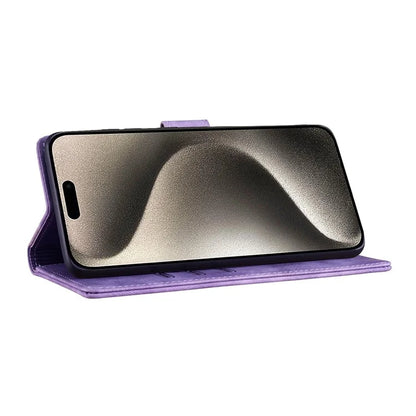 For iPhone 16 Plus Case Heart Cat Folding Stand PU Leather Phone Cover