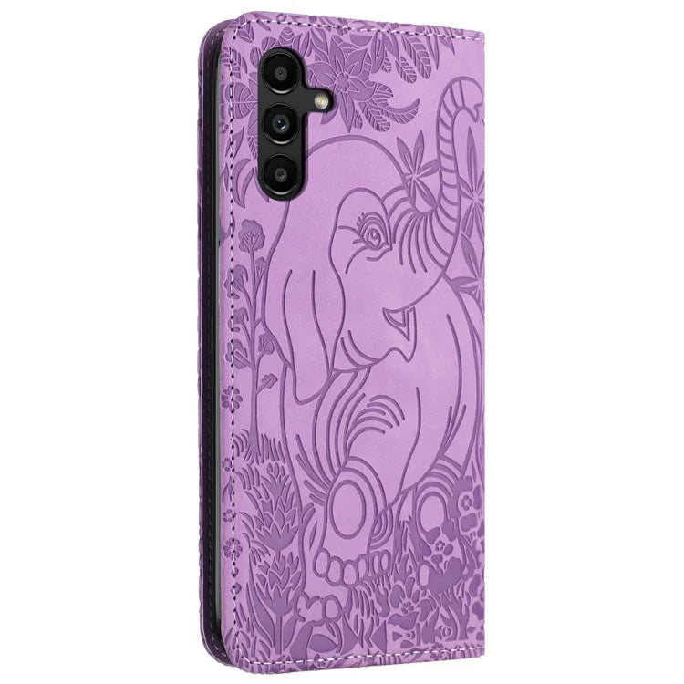 For Samsung Galaxy A16 5G Case PU Leather Wallet Phone Cover Elephant Pattern