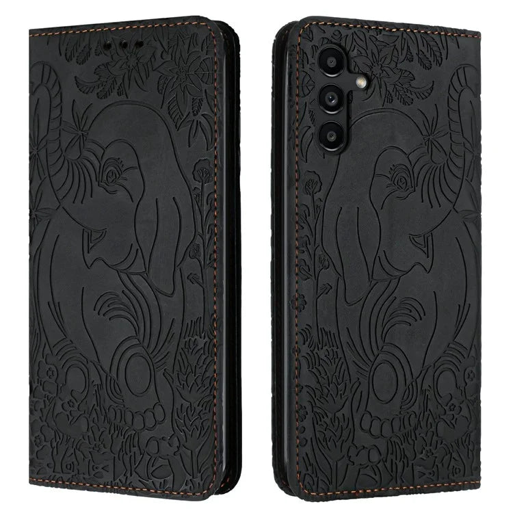 For Samsung Galaxy A16 5G Case PU Leather Wallet Phone Cover Elephant Pattern