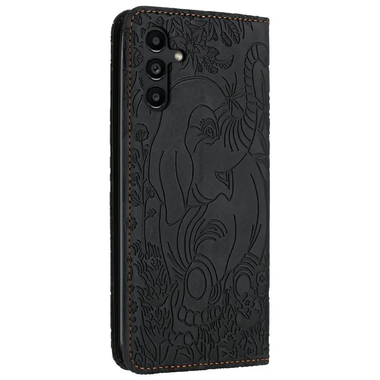 For Samsung Galaxy A16 5G Case PU Leather Wallet Phone Cover Elephant Pattern