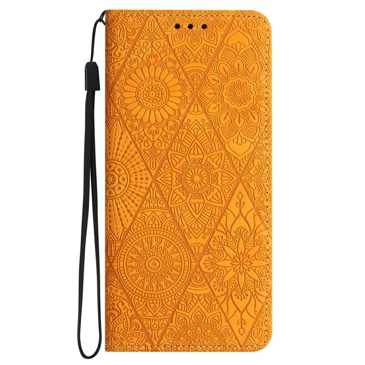 For Samsung Galaxy A16 5G Case Imprinted Flower Wallet Stand Leather Phone Cover