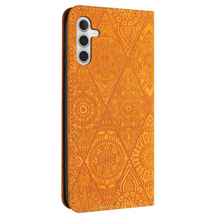 For Samsung Galaxy A16 5G Case Imprinted Flower Wallet Stand Leather Phone Cover