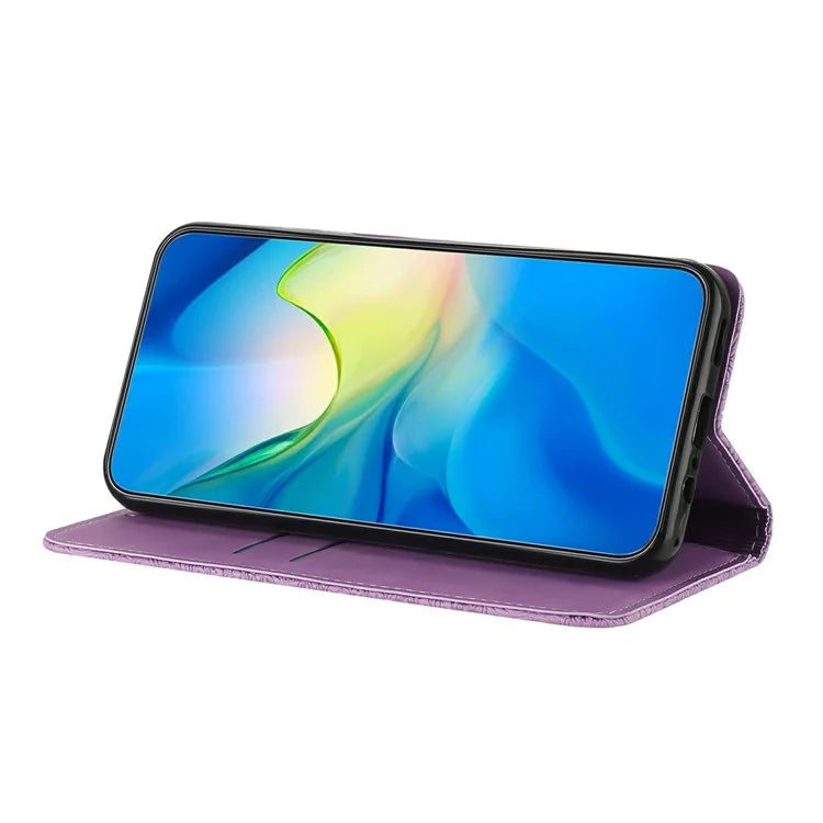 For Samsung Galaxy A16 5G Case Imprinted Flower Wallet Stand Leather Phone Cover