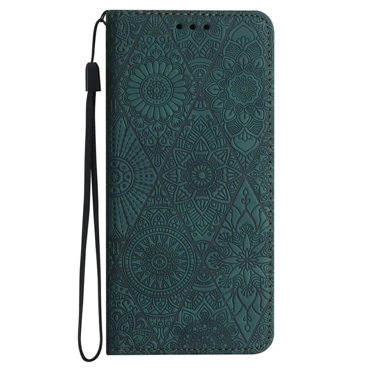 For Samsung Galaxy A16 5G Case Imprinted Flower Wallet Stand Leather Phone Cover