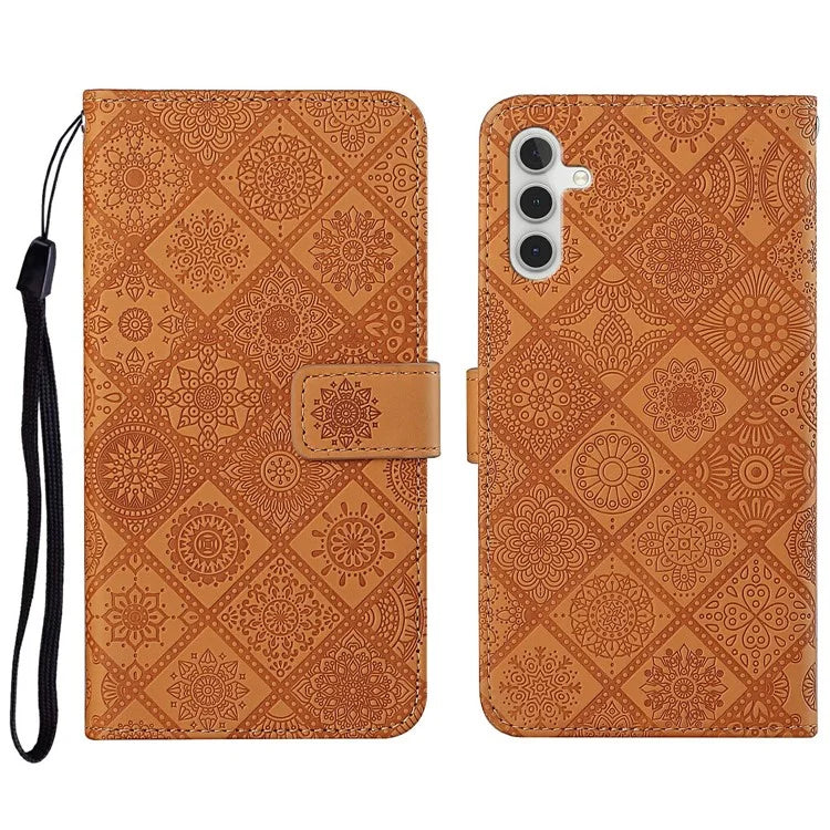 For Samsung Galaxy A16 5G Leather Case Ethnic Style Phone Wallet Cover with Strap