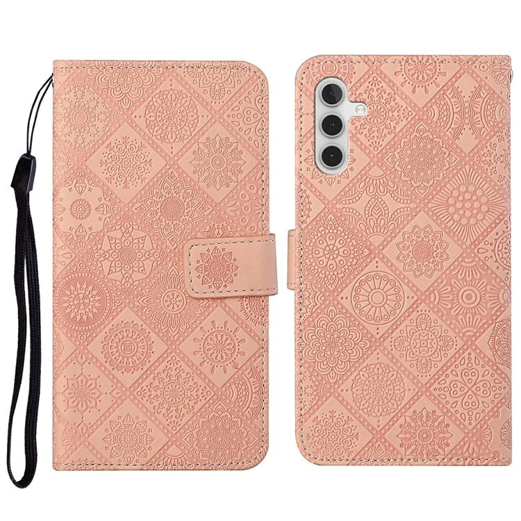 For Samsung Galaxy A16 5G Leather Case Ethnic Style Phone Wallet Cover with Strap