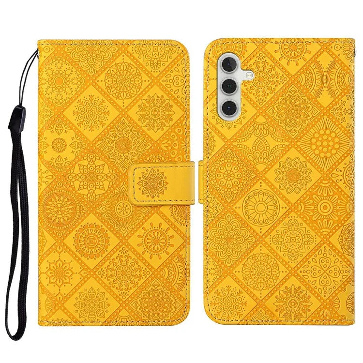For Samsung Galaxy A16 5G Leather Case Ethnic Style Phone Wallet Cover with Strap