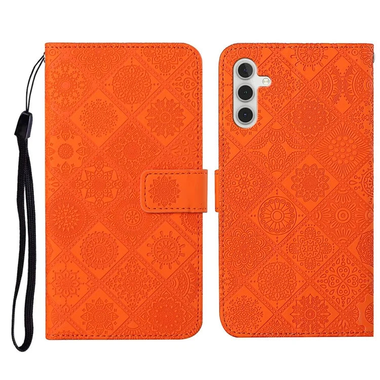 For Samsung Galaxy A16 5G Leather Case Ethnic Style Phone Wallet Cover with Strap