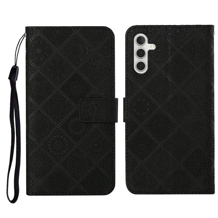 For Samsung Galaxy A16 5G Leather Case Ethnic Style Phone Wallet Cover with Strap