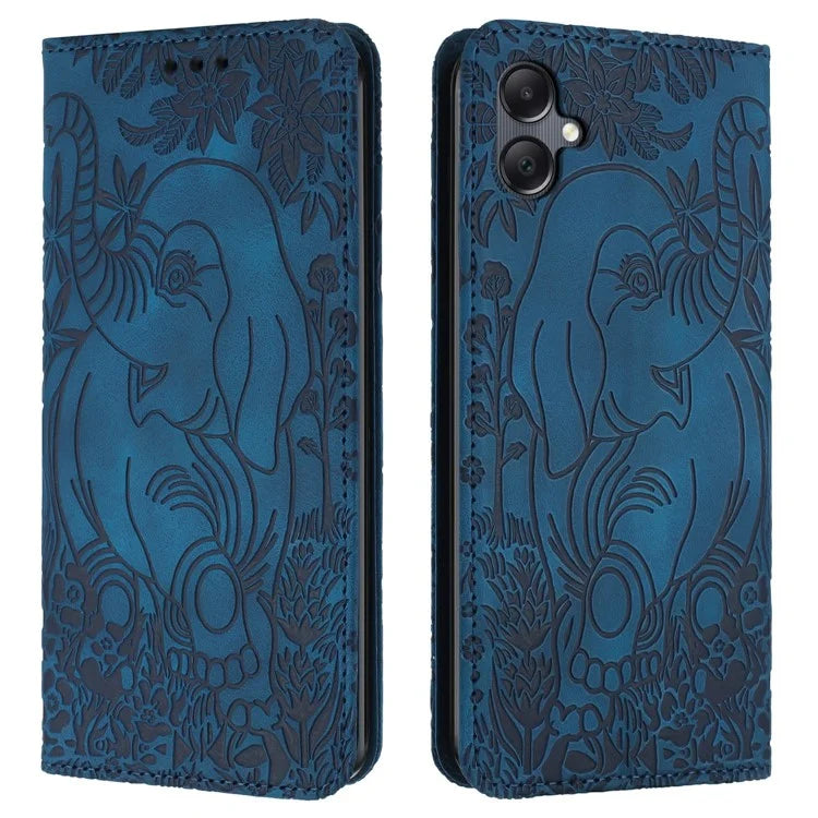 For Samsung Galaxy A06 Case PU Leather Wallet Phone Cover Elephant Pattern