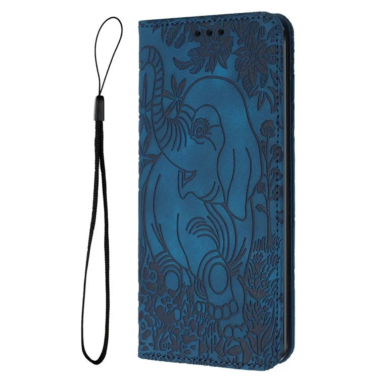 For Samsung Galaxy A06 Case PU Leather Wallet Phone Cover Elephant Pattern