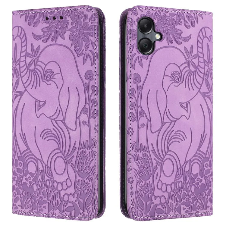 For Samsung Galaxy A06 Case PU Leather Wallet Phone Cover Elephant Pattern