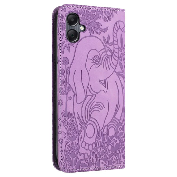 For Samsung Galaxy A06 Case PU Leather Wallet Phone Cover Elephant Pattern