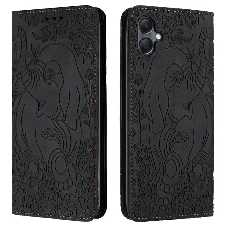 For Samsung Galaxy A06 Case PU Leather Wallet Phone Cover Elephant Pattern