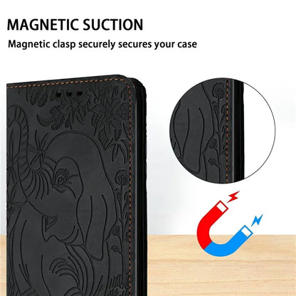 For Samsung Galaxy A06 Case PU Leather Wallet Phone Cover Elephant Pattern