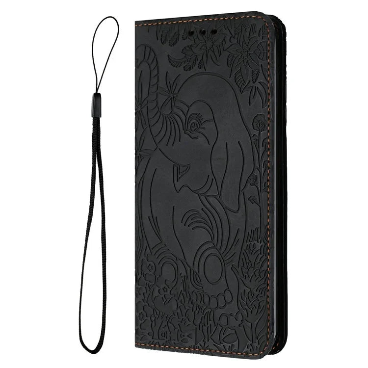 For Samsung Galaxy A06 Case PU Leather Wallet Phone Cover Elephant Pattern