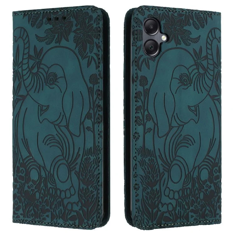 For Samsung Galaxy A06 Case PU Leather Wallet Phone Cover Elephant Pattern
