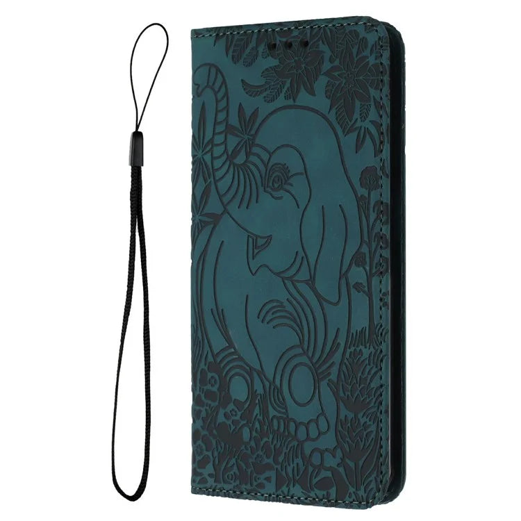 For Samsung Galaxy A06 Case PU Leather Wallet Phone Cover Elephant Pattern