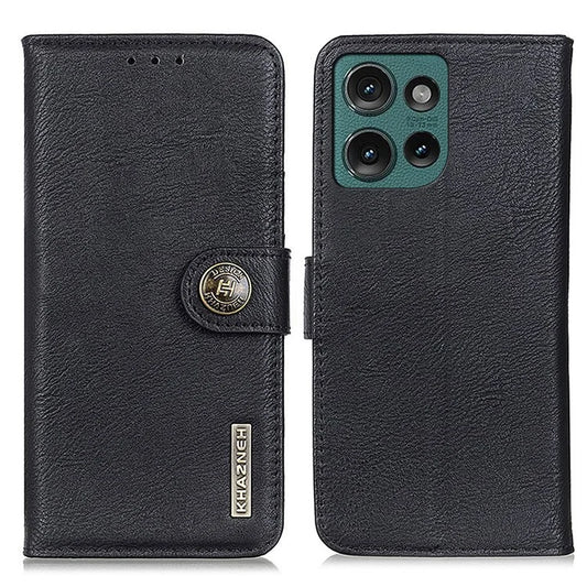 KHAZNEH For Motorola Edge 50 5G Wallet Case Cowhide Texture Leather Flip Phone Cover