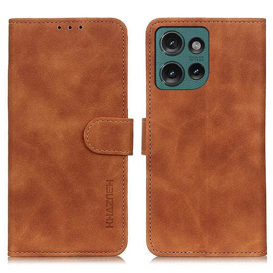 KHAZNEH For Motorola Edge 50 5G Case Retro PU Leather Wallet Stand Phone Cover
