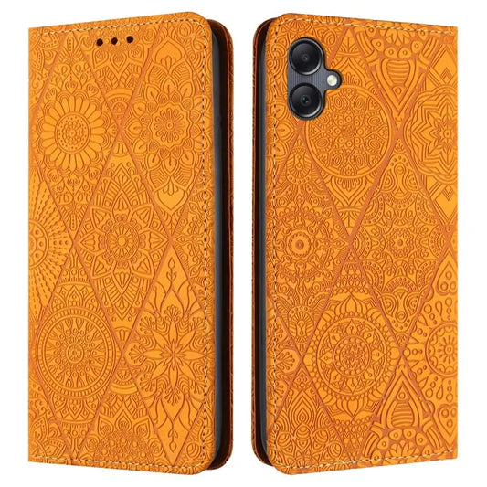 For Samsung Galaxy A06 Case Imprinted Flower Wallet Stand Leather Phone Cover