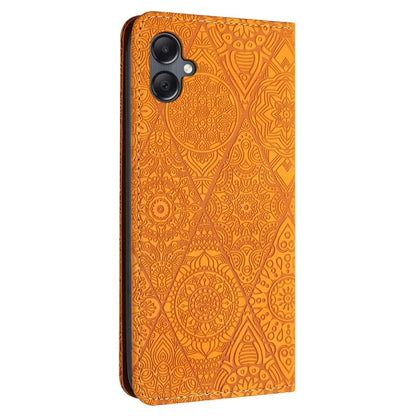 For Samsung Galaxy A06 Case Imprinted Flower Wallet Stand Leather Phone Cover