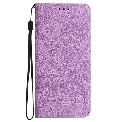 For Samsung Galaxy A06 Case Imprinted Flower Wallet Stand Leather Phone Cover