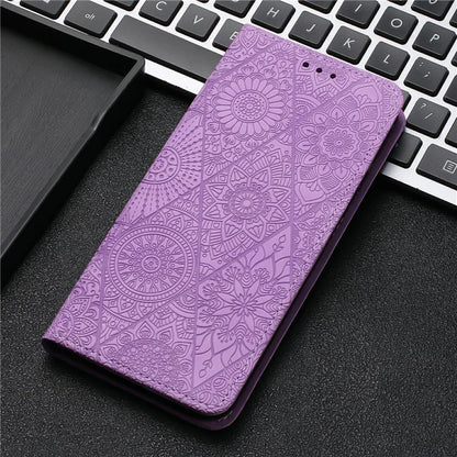 For Samsung Galaxy A06 Case Imprinted Flower Wallet Stand Leather Phone Cover