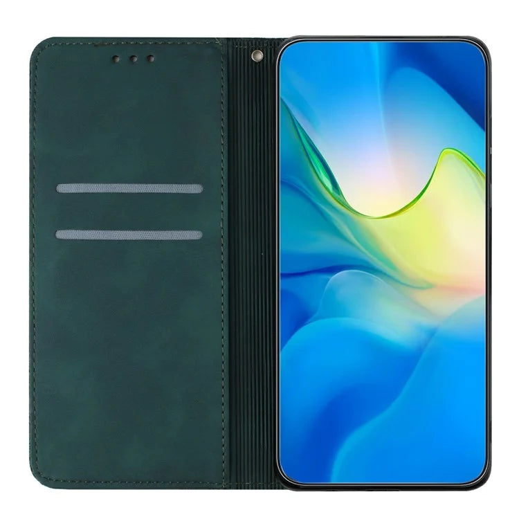 For Samsung Galaxy A06 Case Imprinted Flower Wallet Stand Leather Phone Cover