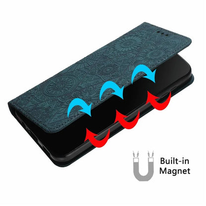 For Samsung Galaxy A06 Case Imprinted Flower Wallet Stand Leather Phone Cover