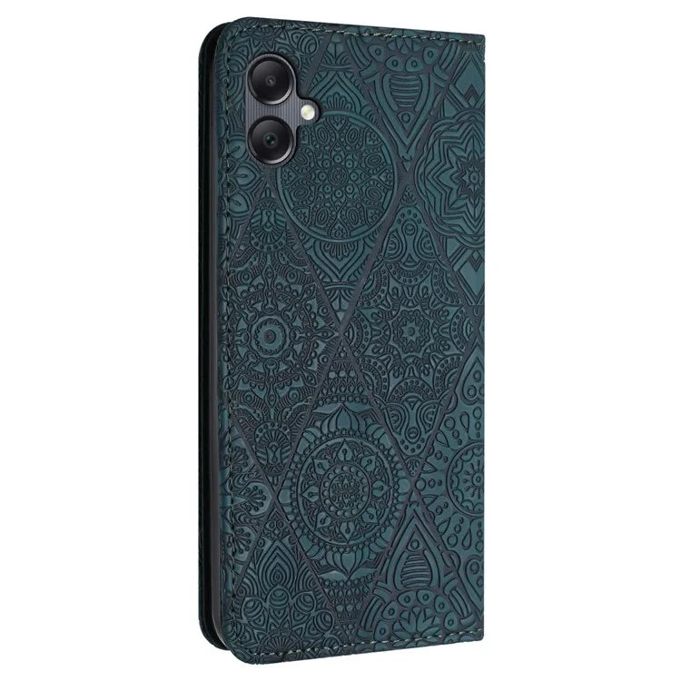 For Samsung Galaxy A06 Case Imprinted Flower Wallet Stand Leather Phone Cover