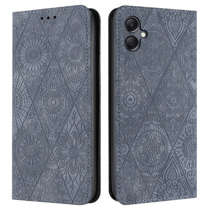 For Samsung Galaxy A06 Case Imprinted Flower Wallet Stand Leather Phone Cover